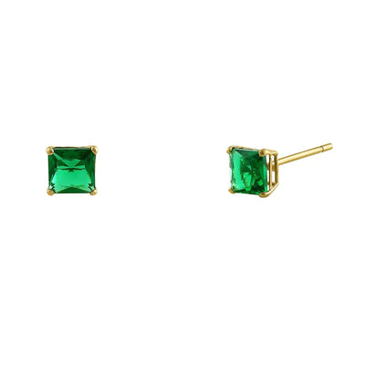 .36 ct Solid 14K Yellow Gold 3mm Princess Cut Emerald Lab Diamonds Earrings - Shryne Diamanti & Co.