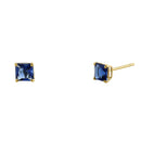 .36 ct Solid 14K Yellow Gold 3mm Princess Cut Blue Sapphire Lab Diamonds Earrings - Shryne Diamanti & Co.