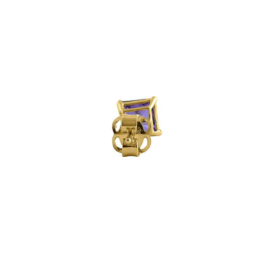 .78 ct Solid 14K Yellow Gold 4mm Princess Cut Amethyst Lab Diamonds Earrings - Shryne Diamanti & Co.