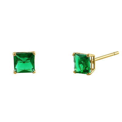 .78 ct Solid 14K Yellow Gold 4mm Princess Cut Emerald Lab Diamonds Earrings - Shryne Diamanti & Co.