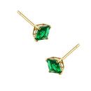 .78 ct Solid 14K Yellow Gold 4mm Princess Cut Emerald Lab Diamonds Earrings - Shryne Diamanti & Co.