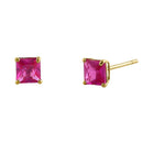.78 ct Solid 14K Yellow Gold 4mm Princess Cut Ruby Lab Diamonds Earrings - Shryne Diamanti & Co.