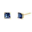 .78 ct Solid 14K Yellow Gold 4mm Princess Cut Blue Sapphire Lab Diamonds Earrings - Shryne Diamanti & Co.
