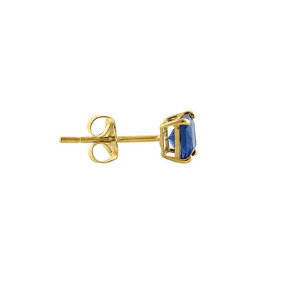 .36 ct Solid 14K Yellow Gold 3mm Princess Cut Blue Sapphire Lab Diamonds Earrings - Shryne Diamanti & Co.