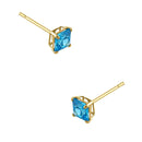 .78 ct Solid 14K Yellow Gold 4mm Princess Cut Blue Topaz Lab Diamonds Earrings - Shryne Diamanti & Co.