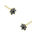 Solid 14K Yellow Gold Dainty Flower Blue Sapphire Lab Diamonds Earrings - Shryne Diamanti & Co.