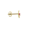 .06 ct Solid 14K Yellow Gold Retro Flower Ruby Lab Diamonds Earrings - Shryne Diamanti & Co.