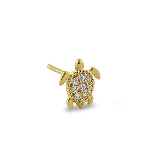 Solid 14K Yellow Gold Sea Turtle Lab Diamonds Earrings - Shryne Diamanti & Co.