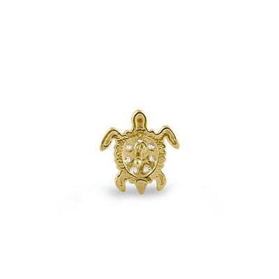 Solid 14K Yellow Gold Sea Turtle Lab Diamonds Earrings - Shryne Diamanti & Co.