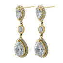 Solid 14K Yellow Gold Vintage Dangle Lab Diamonds Earrings - Shryne Diamanti & Co.