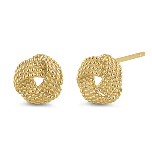 Solid 14K Yellow Gold Beaded Love Knot Earrings - Shryne Diamanti & Co.