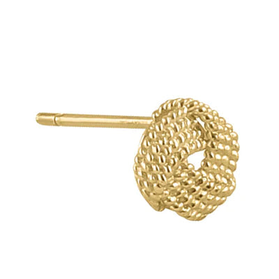 Solid 14K Yellow Gold Beaded Love Knot Earrings - Shryne Diamanti & Co.