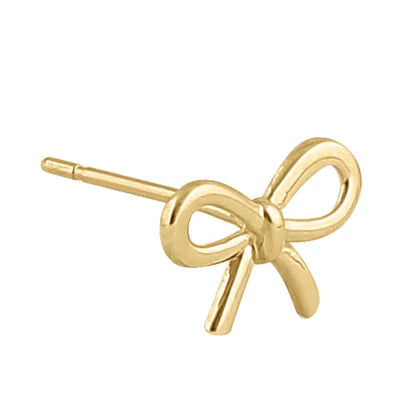 Solid 14K Yellow Gold Bow Earrings - Shryne Diamanti & Co.