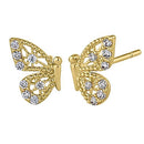 Solid 14K Yellow Gold Half Butterfly Clear Lab Diamonds Earrings - Shryne Diamanti & Co.
