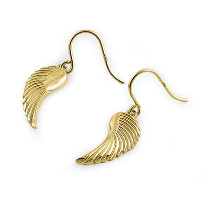 Solid 14K Yellow Gold Angel Wings Earrings - Shryne Diamanti & Co.