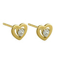 Solid 14K Yellow Gold Double Heart Lab Diamonds Earrings - Shryne Diamanti & Co.