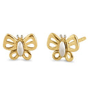 Solid 14K Yellow and White Gold Butterfly Earrings - Shryne Diamanti & Co.