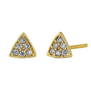 Solid 14K Yellow Gold Triangle Clear Round Lab Diamonds Earrrings - Shryne Diamanti & Co.