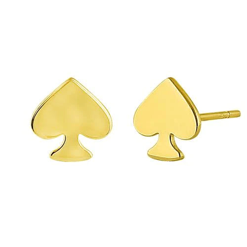 Solid 14K Yellow Gold Spade Earrings - Shryne Diamanti & Co.
