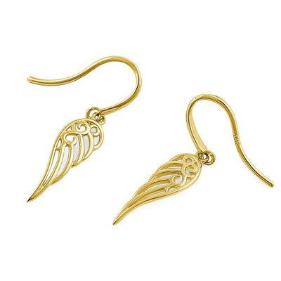 Solid 14K Yellow Gold Elegant Wings Earrings - Shryne Diamanti & Co.