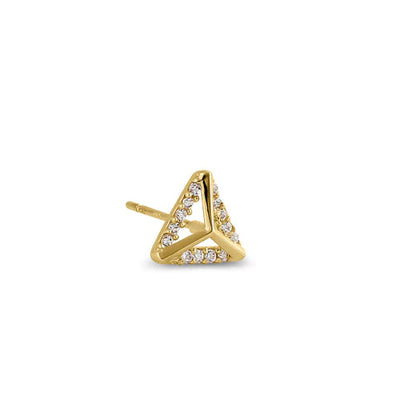 Solid 14K Yellow Gold Trendy Triangle Lab Diamonds Earrings - Shryne Diamanti & Co.