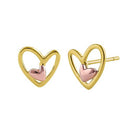 Solid 14K Yellow Gold & Rose Gold Double Heart Earrings - Shryne Diamanti & Co.