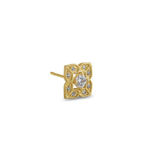 Solid 14K Yellow Gold Vintage Lab Diamonds Earrings - Shryne Diamanti & Co.