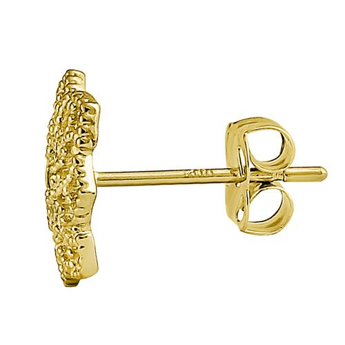 Solid 14K Yellow Gold Woven Web Clear Round Lab Diamonds Earrings - Shryne Diamanti & Co.