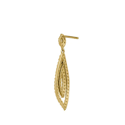 Solid 14K Yellow Gold Dangle Drop Lab Diamonds Earrings - Shryne Diamanti & Co.