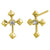 Solid 14K Yellow Gold Antique Cross Clear Round Lab Diamonds Earrings - Shryne Diamanti & Co.