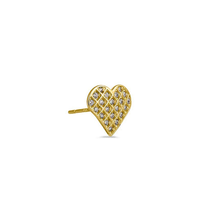 Solid 14K Yellow Gold Heart Lab Diamonds Earrings - Shryne Diamanti & Co.