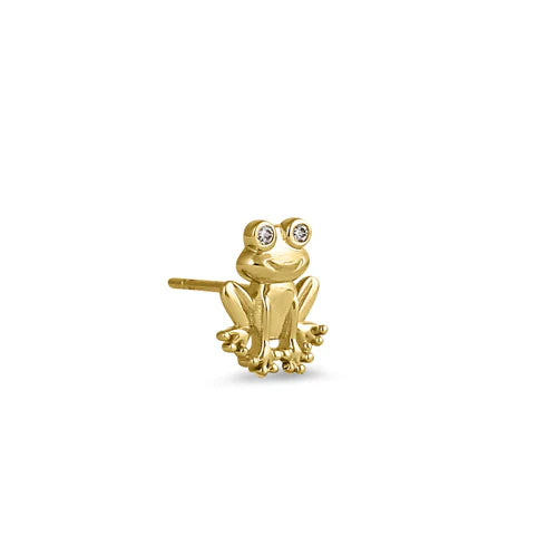 Solid 14K Yellow Gold Frog Lab Diamonds Earrings - Shryne Diamanti & Co.
