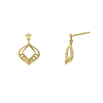 Solid 14K Yellow Gold Ornament Earrings - Shryne Diamanti & Co.