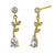 Solid 14K Yellow Gold Dangle Vine Clear Pear Cut & Round Lab Diamonds Earrings - Shryne Diamanti & Co.