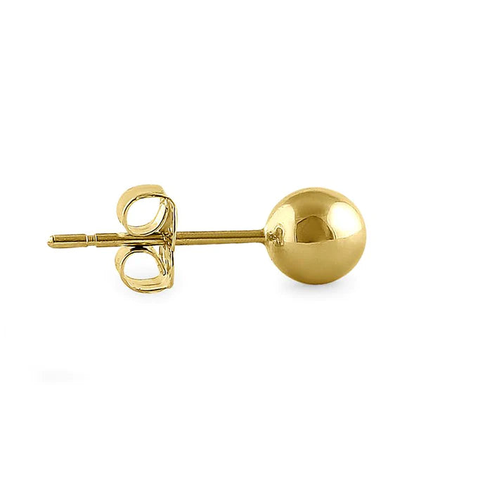 Solid 14K Yellow Gold 4mm Ball Earrings - Shryne Diamanti & Co.