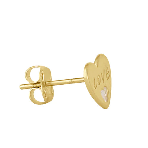 Solid 14K Gold Love Heart Lab Diamonds Earrings - Shryne Diamanti & Co.