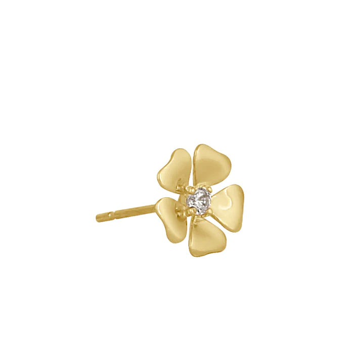 Solid 14K Gold Plumeria Flower Lab Diamonds Earrings - Shryne Diamanti & Co.