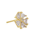 Solid 14K Gold Triangular Flower Lab Diamonds Earrings - Shryne Diamanti & Co.