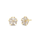Solid 14K Gold Triangular Flower Lab Diamonds Earrings - Shryne Diamanti & Co.