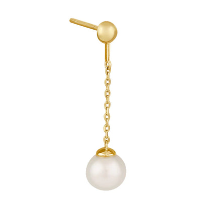 Solid 14K Gold Dangling Pearl Earrings - Shryne Diamanti & Co.