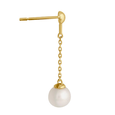 Solid 14K Gold Dangling Pearl Earrings - Shryne Diamanti & Co.