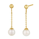 Solid 14K Gold Dangling Pearl Earrings - Shryne Diamanti & Co.