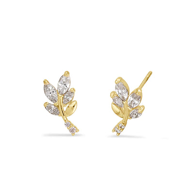 Solid 14K Gold Trendy Branch Lab Diamonds Earrings - Shryne Diamanti & Co.