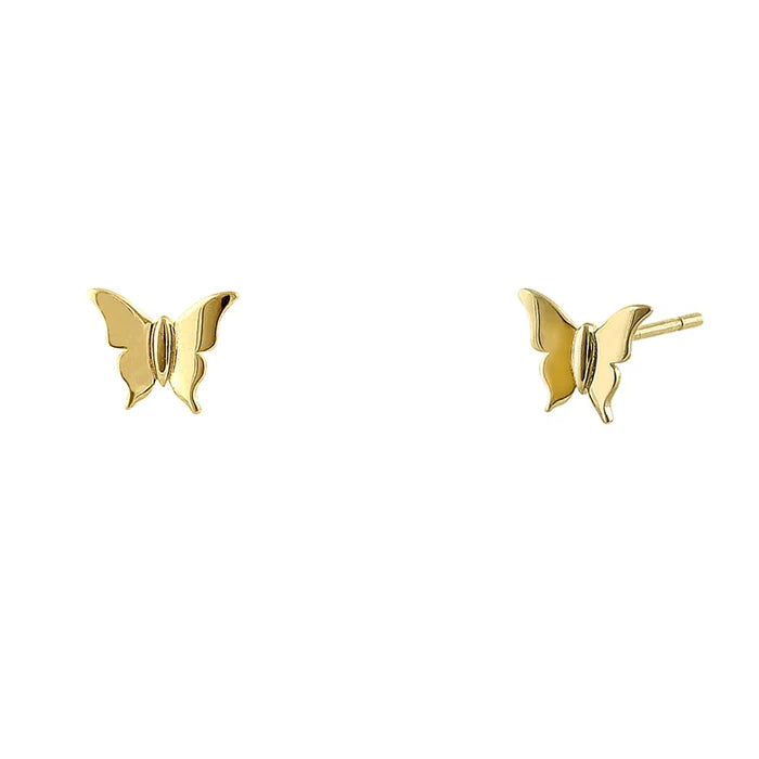 Solid 14K Yellow Gold Simple Butterfly Earrings - Shryne Diamanti & Co.