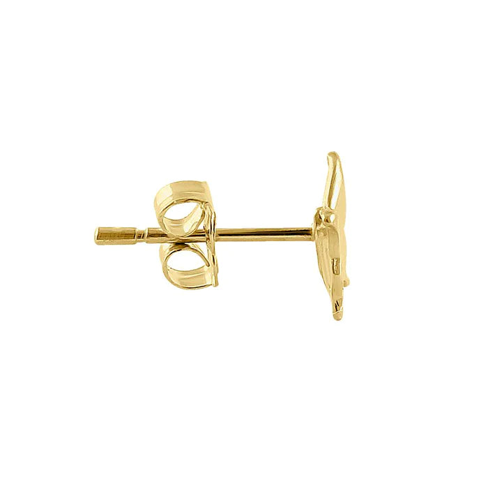Solid 14K Yellow Gold Simple Butterfly Earrings - Shryne Diamanti & Co.