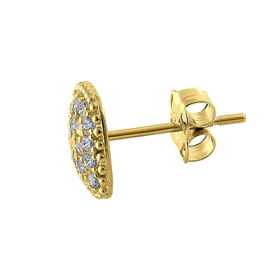 Solid 14K Yellow Gold Squared Pave Round Lab Diamonds Earrings - Shryne Diamanti & Co.