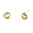 Solid 14K Yellow Gold Crescent Marquise & Round Cut Lab Diamonds Earrings - Shryne Diamanti & Co.