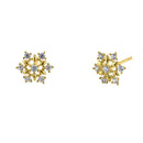 Solid 14K Yellow Gold Snowflake Lab Diamonds Earrings - Shryne Diamanti & Co.