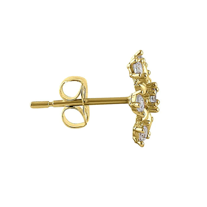Solid 14K Yellow Gold Snowflake Lab Diamonds Earrings - Shryne Diamanti & Co.