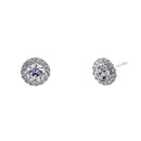 .92 ct Solid 14K White Gold Simple Halo Round Lab Diamonds Earrings - Shryne Diamanti & Co.